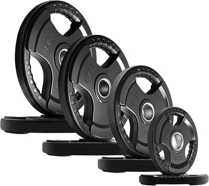 RitFit Olympic Rubber Grip Plates for Barbell, 2-Inch Weight Plates for Weightlifting and Strength