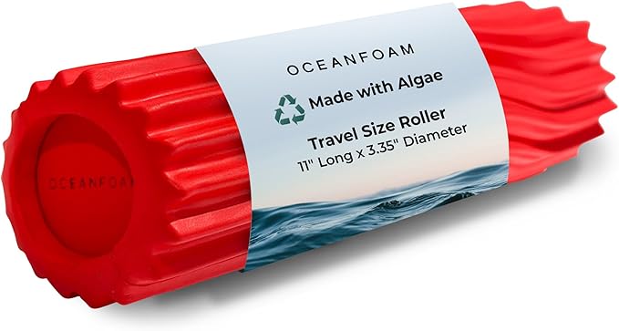 Oceanfoam Ripple Travel Foam Roller (11" x 3.35") Firm Mini Foam Roller for Physical Therapy, Deep