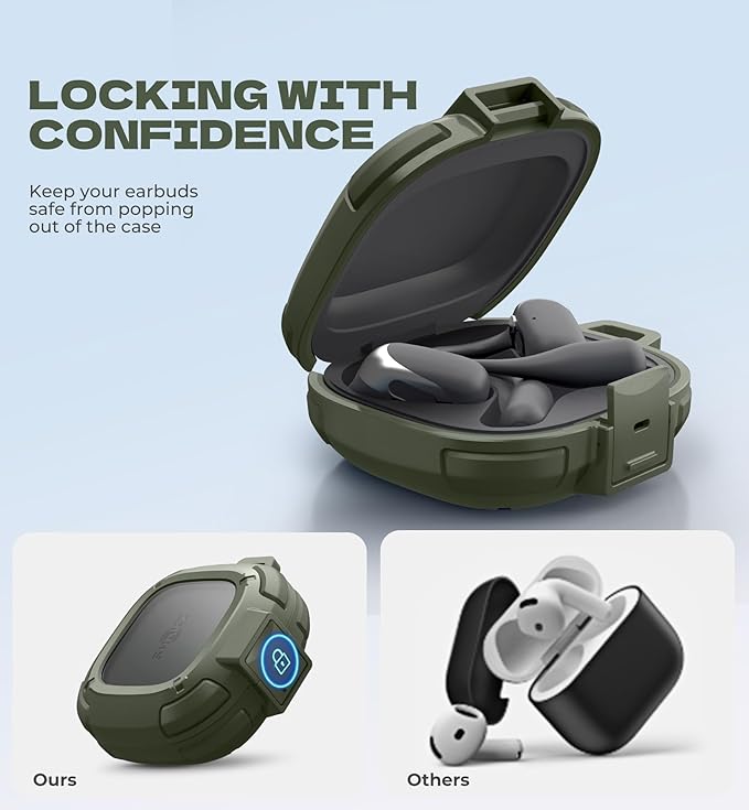 Dexnor for Shokz OpenFit 2 Case with Drop-Proof Lock, Shockproof Rugged Bumper Cases Protective