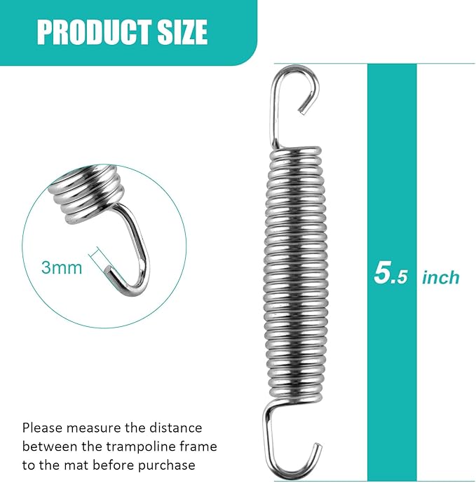 Heavy Duty Trampoline Springs 5.5inch for Trampolines, Stainless Steel Trampolin Replacement