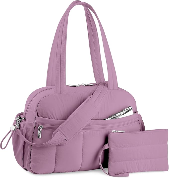 TOPDesign Travel Duffel Bag for Women, Puffer Gym Bag Sports Tote with Wet Pocket, Carry On