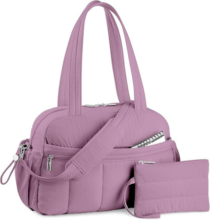 TOPDesign Travel Duffel Bag for Women, Puffer Gym Bag Sports Tote with Wet Pocket, Carry On