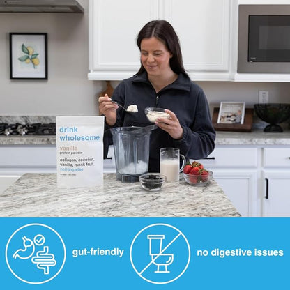 drink wholesome Vanilla Collagen Protein Powder | for Sensitive Stomachs | Gut Friendly | Additive