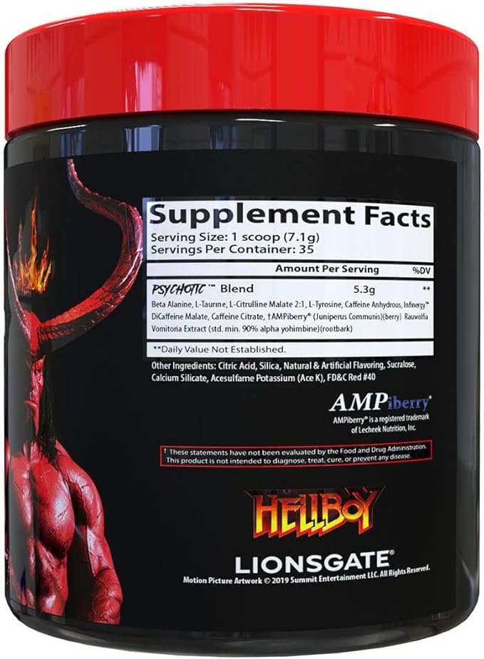 Insane Labz Hellboy Edition, High Stimulant Pre Workout Powder and NO Booster with Beta Alanine, L