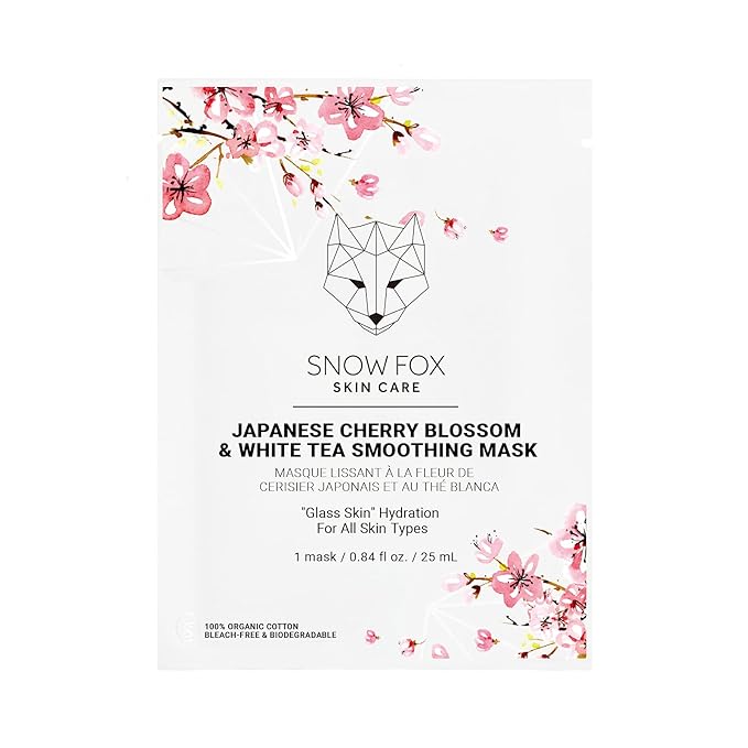 Snow Fox Japanese Cherry Blossom & White Tea Smoothing Mask ??1 Pack for Smooth, Bright, Glossy