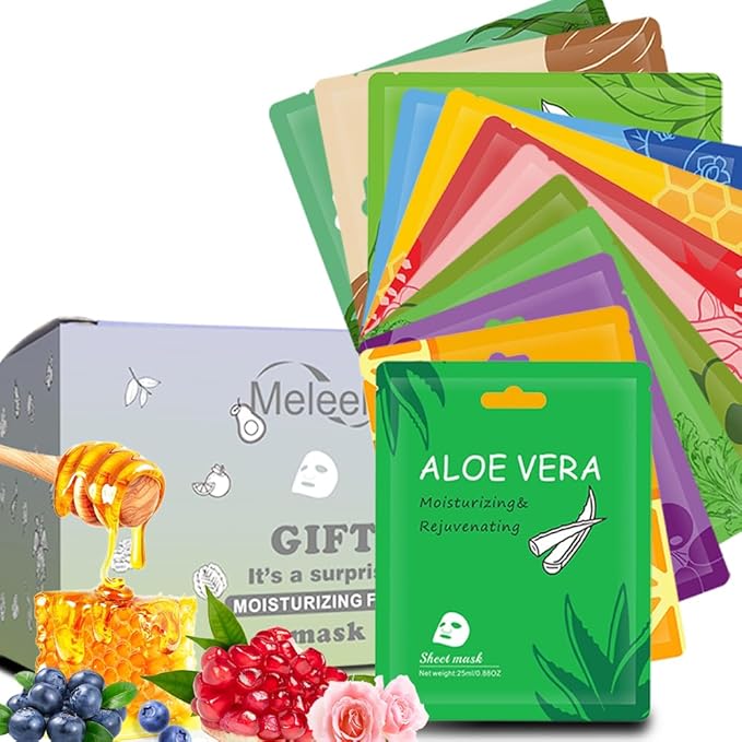 24 Pack Sheet Face Masks Skincare for All Skin Types, Hydrating Face Mask Beauty Suitable for