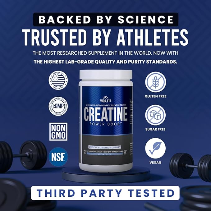 Micronized Creatine Monohydrate Powder, Vegan Creatine Powder Unflavoured, Supplements for Men