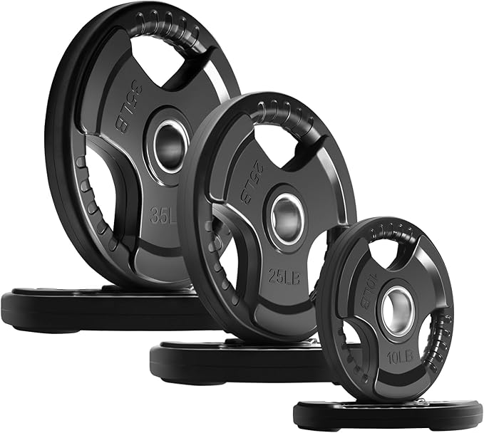 RitFit Olympic Rubber Grip Plates for Barbell, 2-Inch Weight Plates for Weightlifting and Strength