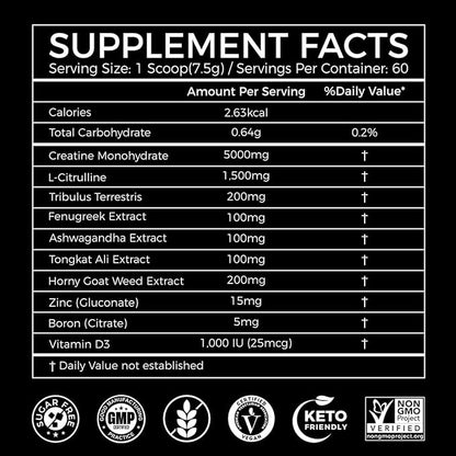 AiVital™ Creatine Powder for Men–5000mg Creatine Monohydrate with 1500mg L-Citrulline & 500mg