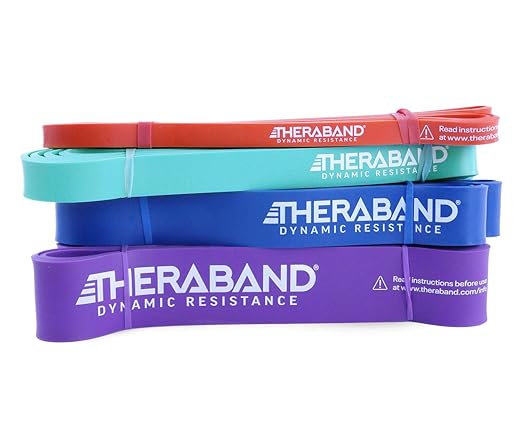 THERABAND High Resistance Bands, Set of 4 Elastic Super Bands for Improving Flexibility, Injury