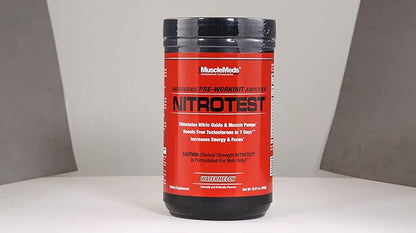 MuscleMeds Nitrotest Pre-Workout Supplement Drink, Boost Nitric Oxide, Testosterone, Watermelon, 30
