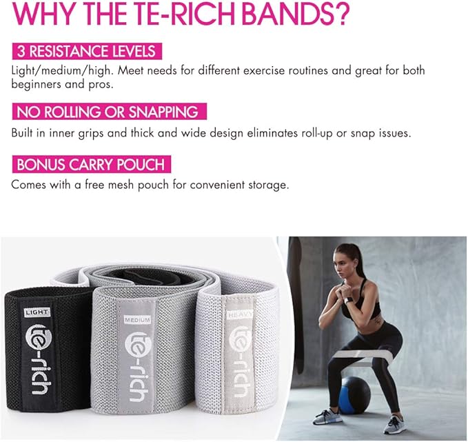 Resistance Bands, Fabric Workout Bands for Women & Men, Cloth Booty Resistance Loop Bands, Thick