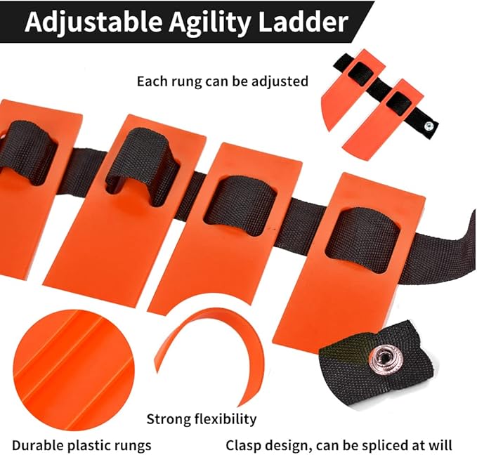 TNZMART Agility Ladder and Disc Cones Training Set Adjustable Rungs Training Ladder with 10 Plastic