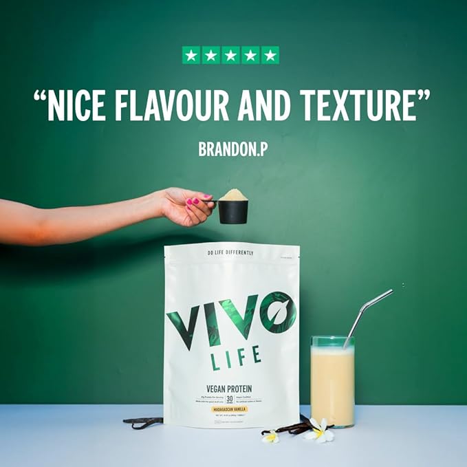 Vivo Vegan Protein Powder - 0.7 oz of Plant-Based Protein per Scoop, 30 Servings (31.7 oz)