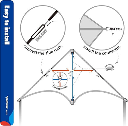 Delta Kite Three Set for Kids and Adults,Easy to Fly Adult Kites,Perfect Family Kite for Parks and