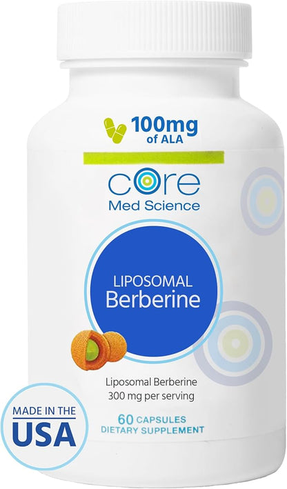 Core Med Science Liposomal Berberine Supplement, 300mg (60 Count) - Berberine HCL Extract Capsules