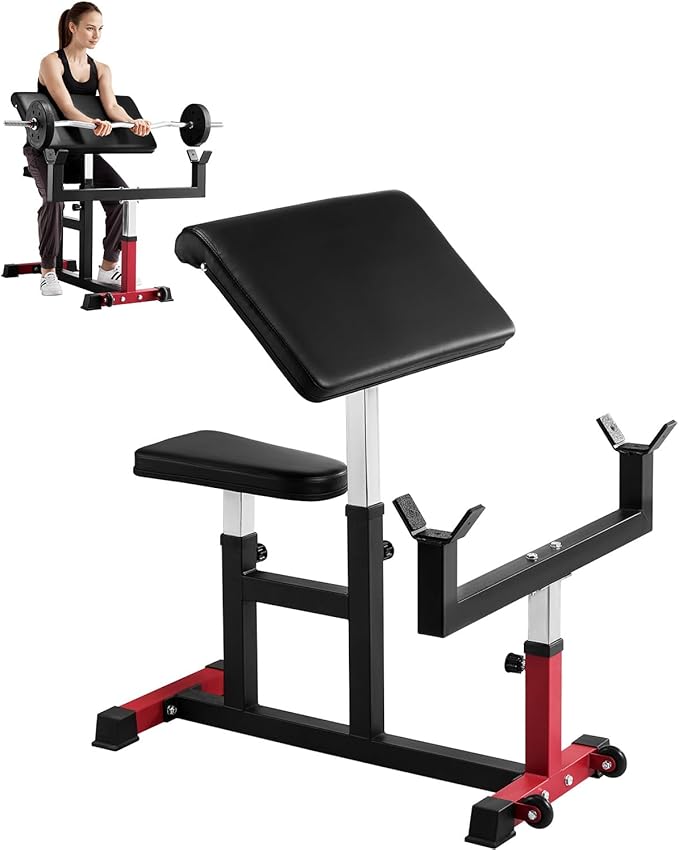 VEVOR Preacher Curl Bench, Strength Training Biceps Machine, Max load 440 LBS Home Gym Equipment