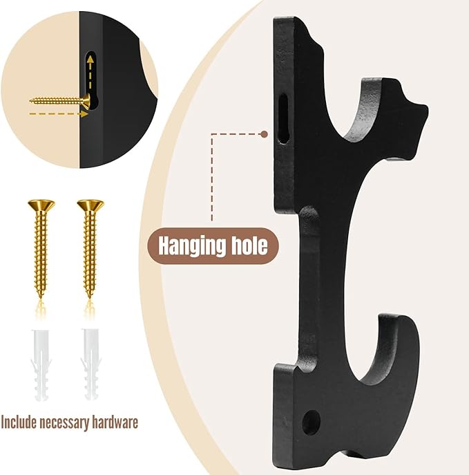 Eforlife 2/Set Sword Hook Wall Mount Samurai Sword Hanger Display Holder Adjustable for Katana