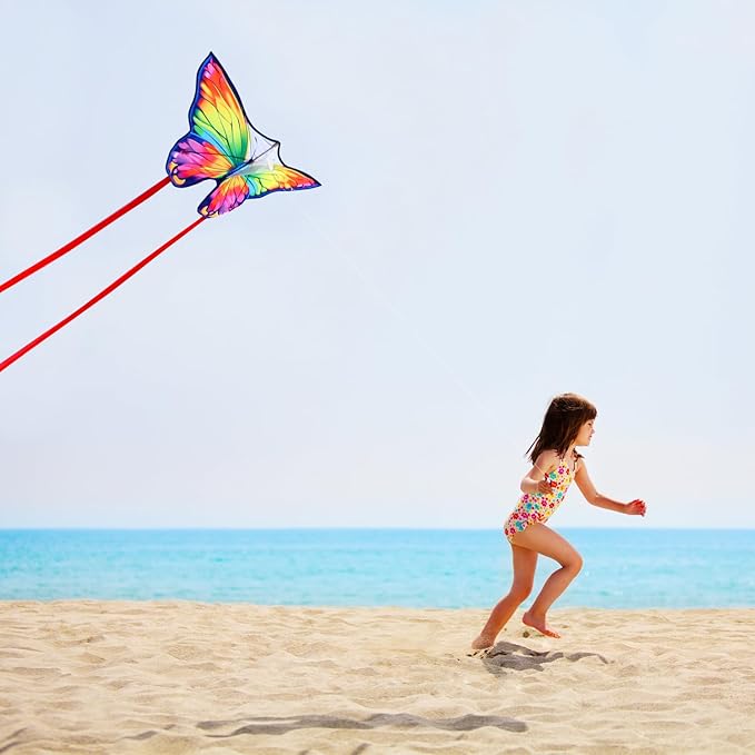 Butterfly Kites for Kids & Adults, Easy to Fly Design with Long Tail for Stability, for Kids Ages