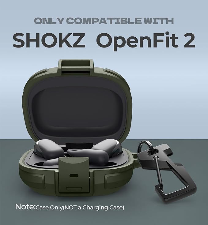 Dexnor for Shokz OpenFit 2 Case with Drop-Proof Lock, Shockproof Rugged Bumper Cases Protective