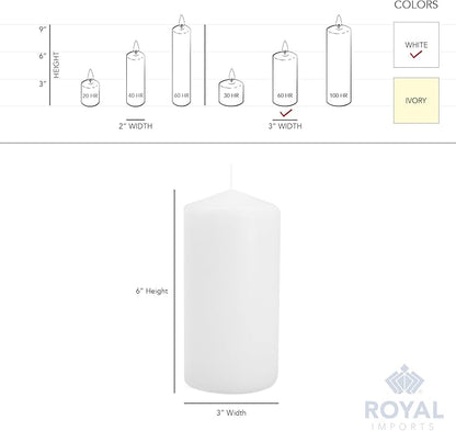Royal Imports Pillar Candles White Unscented Premium Wax, 60 Hours Burning for Wedding, Spa, Party