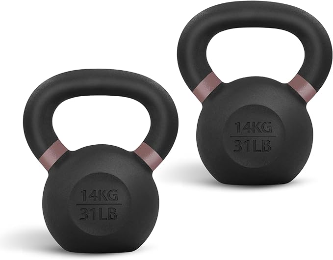 Yes4All Kettlebell, Heavy Duty Powder Coated Cast Iron Kettlebells, Non-Slip Handle & Flat Bottom