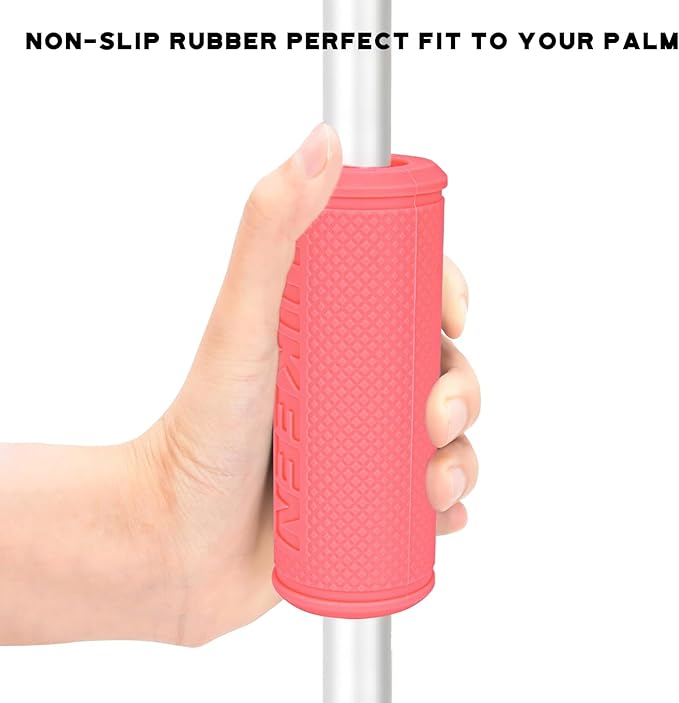 Hikeen Thick Bar Dumbbell Grips,Non Slip Hard Rubber Barbell Grips,Grips for Weight Lifting, Muscle