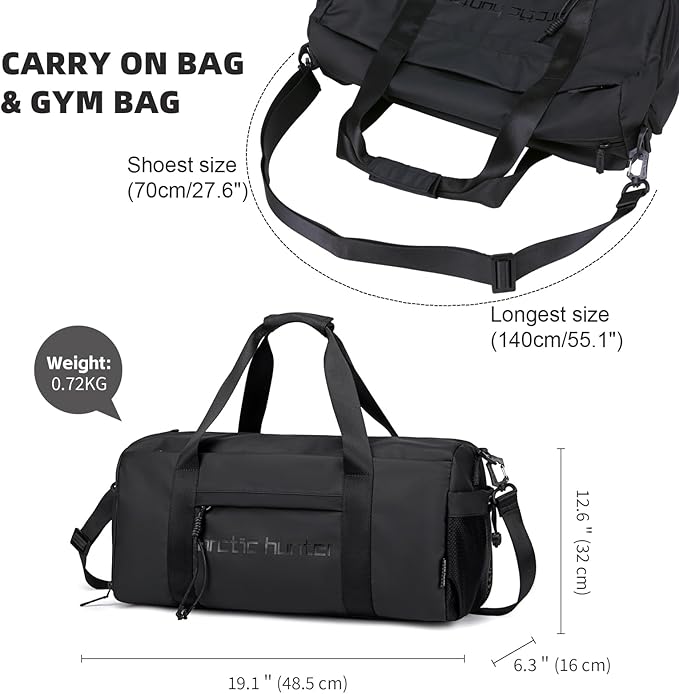 Small Gym Bag Duffel Bag for Men Women with Shoe Compartment Ideal for Sports,Travel,and Overnight