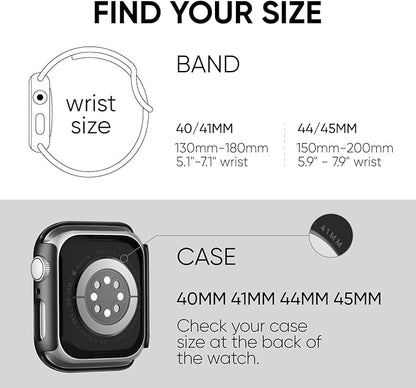 Compatible for Apple Watch Band 44mm 45mm and Case with Screen Protector, Soft Silicone Sport Strap