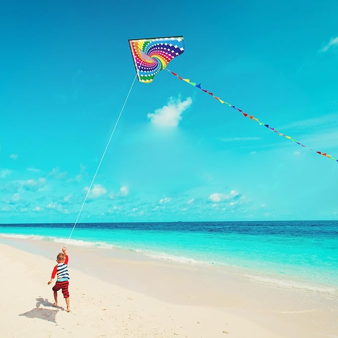 HONBO Large Delta Kite for Kids & Adults,Extremely Easy to Fly Kite for Beach Trip,String Line