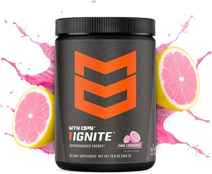 MTN OPS Ignite Energy Drink Powder, Gluten Free Nootropic Supplement Drink Mix, L Arginine, L