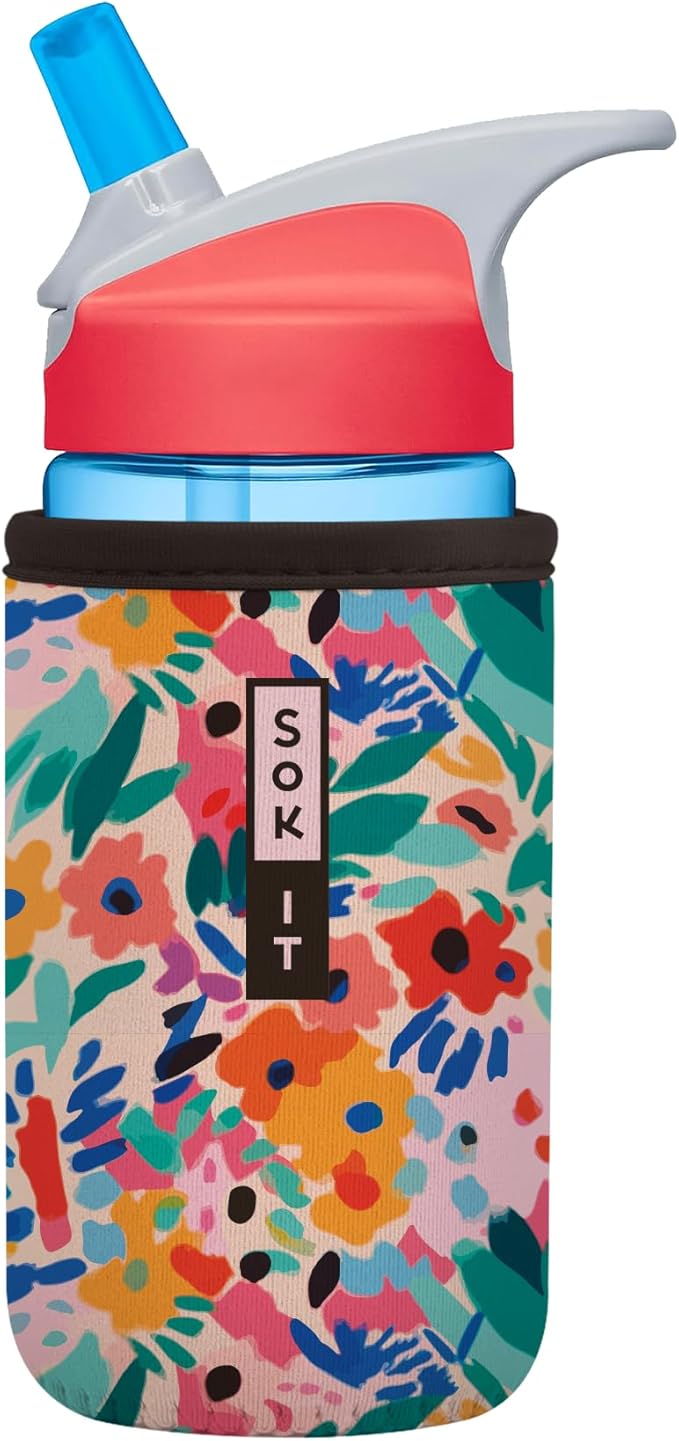 Sok It BotlSok Water Bottle Sleeve Insulated Neoprene Cover (Abstract Floral, Fits 12oz CamelBak or