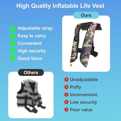 Automatic/Manual Inflatable Life Jacket| Inflatable PFD Kayak Vest Adult| Life Vest for Adults|