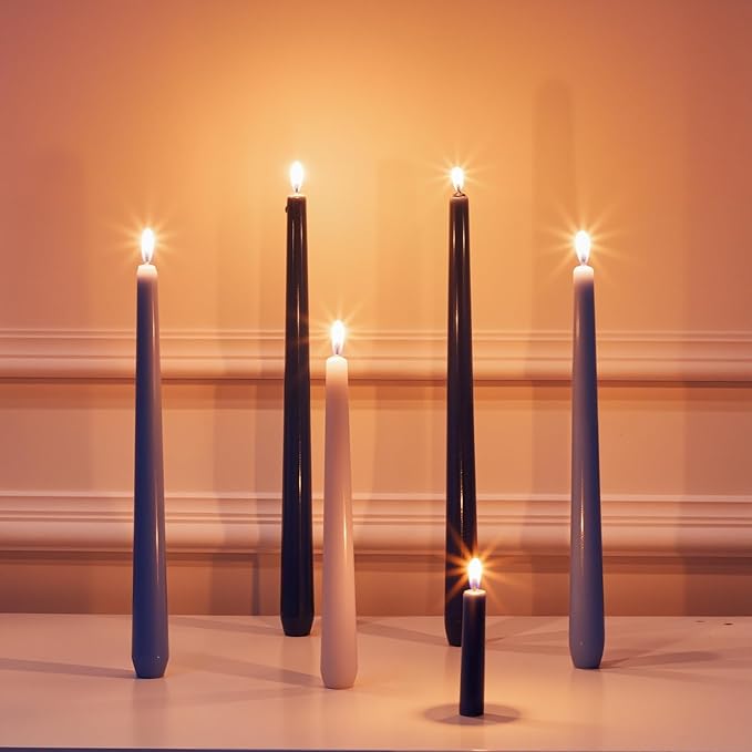 MTLEE Taper Candles 8/10/12 Multi Height Unscented Taper Candles 8 Burn Hours for Dinner Decorative