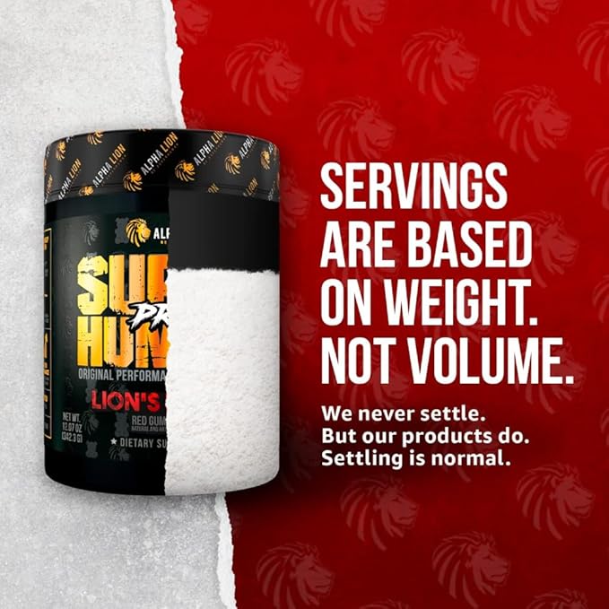 ALPHA LION Pre Workout Powder, Beta Alanine, L-Taurine & Tri-Source Caffeine for Sustained Energy &