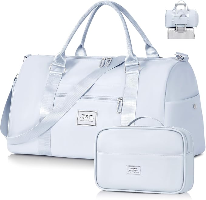 FIORETTO Womens Gym Tote Duffle Bag with Toiletry Bag, Sports Duffel Overnight Hospital Workout