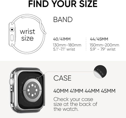Compatible for Apple Watch Band 40mm 41mm and Case with Screen Protector, Soft Silicone Sport Strap