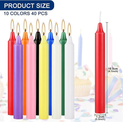 40 Pack Spell Chime Candles-4 Inch Multi-Colored Taper Candles Sticks-for Home Decor Kitchen Decor