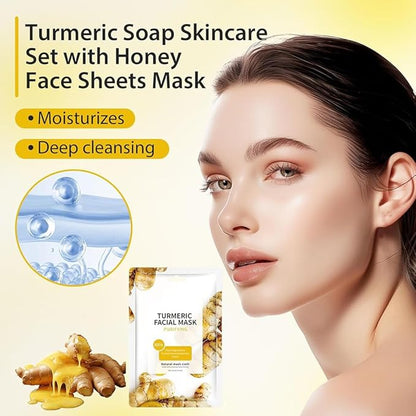 10 Sheets Masks Turmeric Face Sheet Mask for Women, Hydrating Face Masks Skincare, Facial Mask