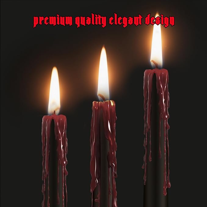 8 Pack Halloween Bleeding Candles, Black Vampire Tears Taper Candles Spooky Blood Drip Candles Set