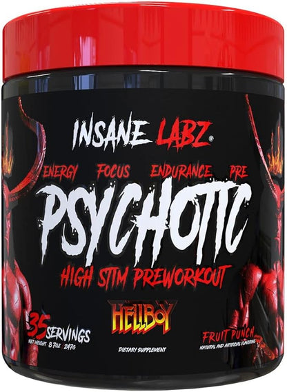 Insane Labz Hellboy Edition, High Stimulant Pre Workout Powder and NO Booster with Beta Alanine, L