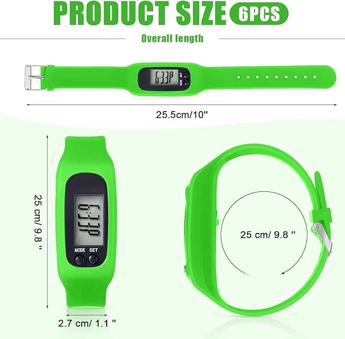 Geyoga 24 Pcs Pedometer for Walking Steps and Miles Pedometer Watch Silicone Steps Tracker Running