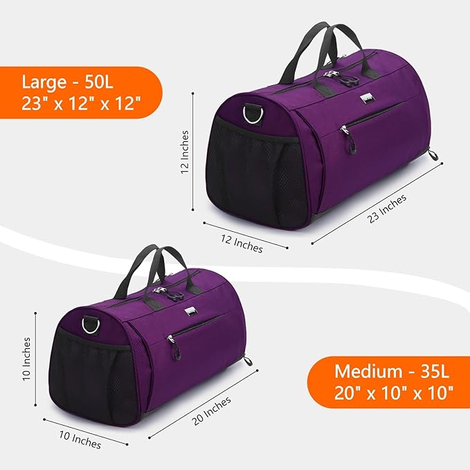 TOPDesign Gym Bag for Women & Men, Unisex Duffel Bag with Shoe Compartment & Wet Pocket for Travel