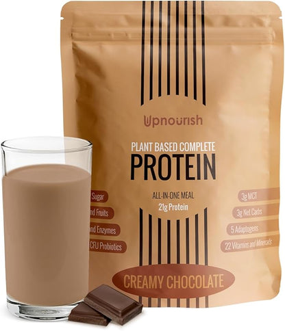 UpNourish Chocolate Vegan Protein Powder 54 Superfoods Powder,1.5 Billion CFU Probiotics 21g Plant