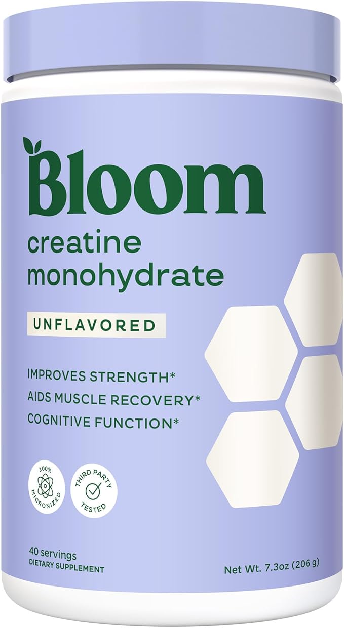 Bloom Nutrition Creatine Monohydrate Powder, 5g Micronized Creatine per Serving, Supports Muscle