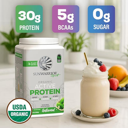 Sunwarrior Organic Plant Based Protein Powder | Vegan Organic Protein Powder with BCAA Amino Acids