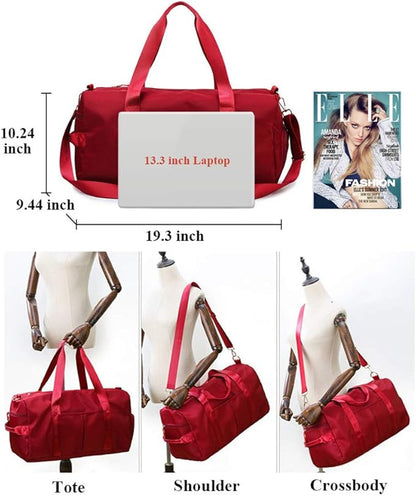 KARRESLY Sports Gym Bag for Women Travel Duffel Bag with Wet Pocket and Shoes Compartment for