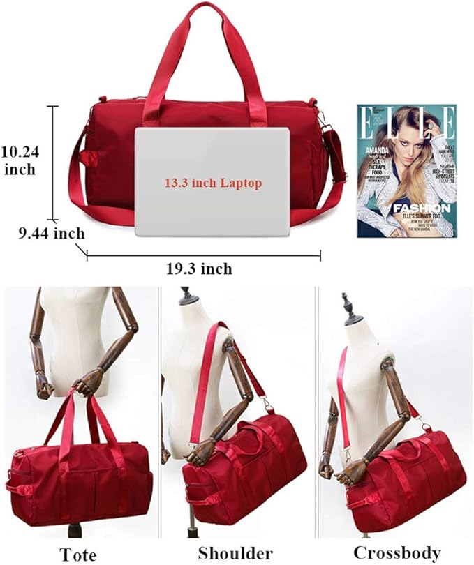 KARRESLY Sports Gym Bag for Women or Men Travel Duffel Bag with Wet Pocket and Shoes Compartment