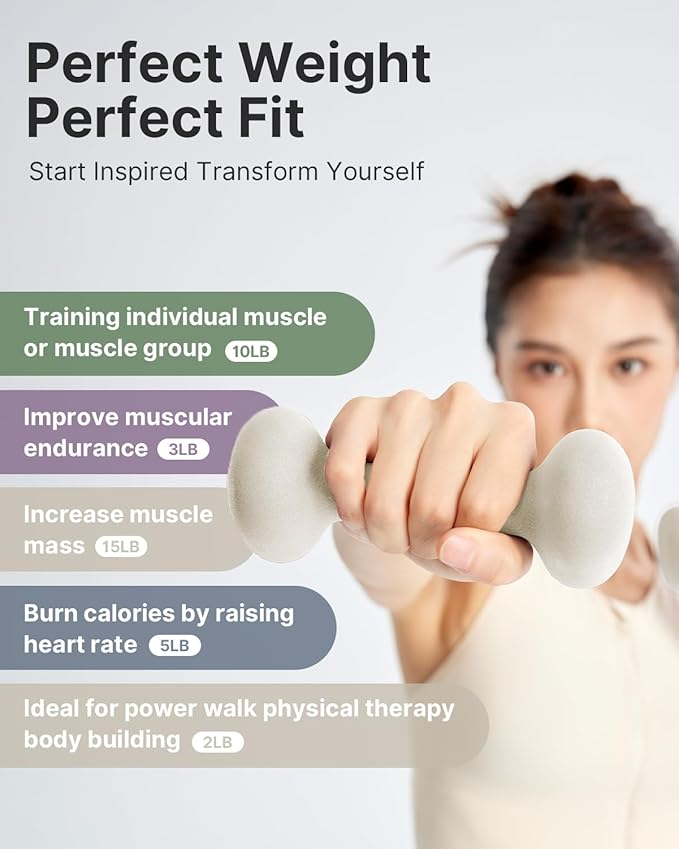 YOTTOY Weights Dumbbells Set for Women,2-15 Pound Dumbbells Set of 2, Non-Slip Hand Weights for