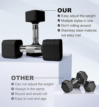 15LB 20LB 40LB 50LB Adjustable Dumbbell Set Free Weights Dumbbells Set for Women Men Hand Weights